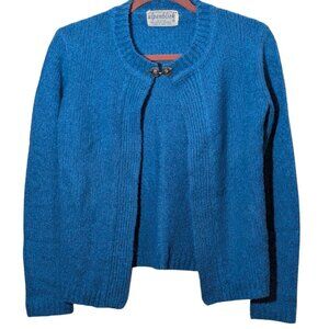 VINTAGE Y2K Alpenblick Sweater Sz S Blue Acrylic Wool Cardigan Knit Grandmacore